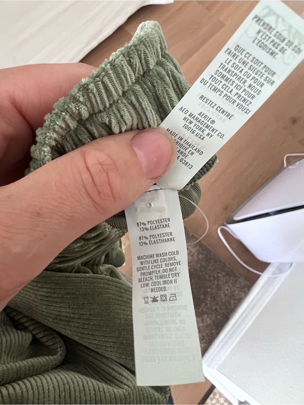 Aerie Wide Leg Elastic Waist Pants - Olive Green - Picture 5 of 5